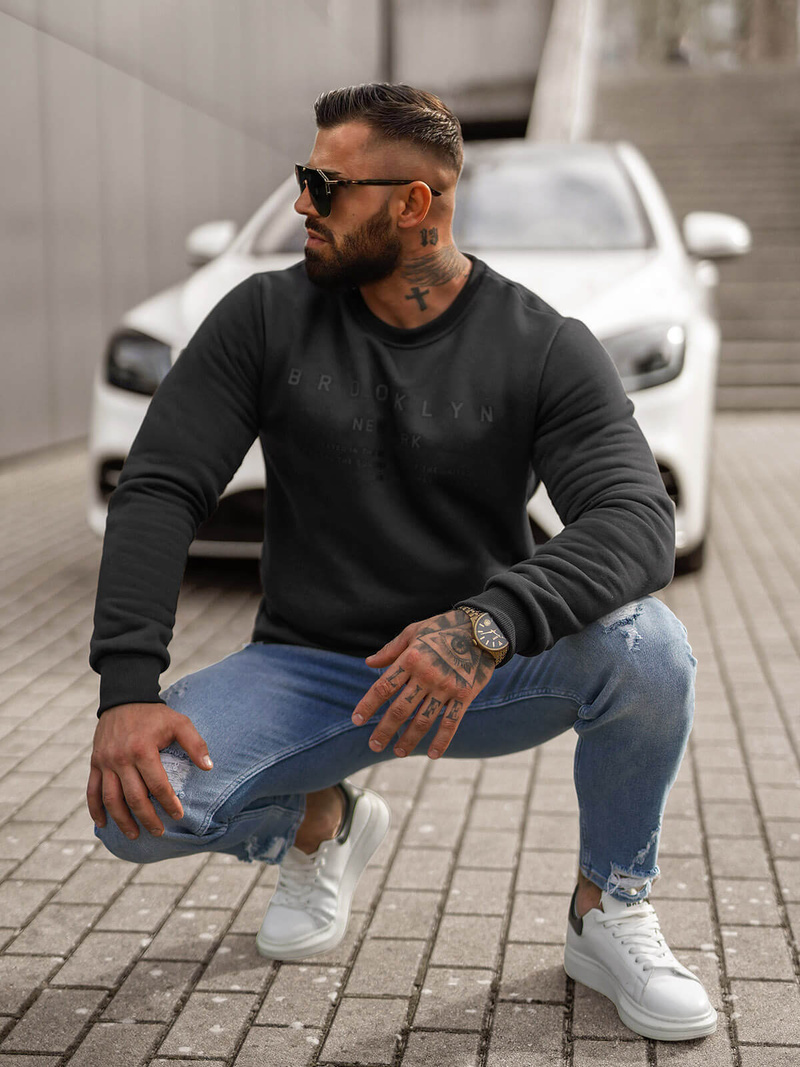 Herren Sweatshirt Schwarz OZONEE JS/8B1360/3