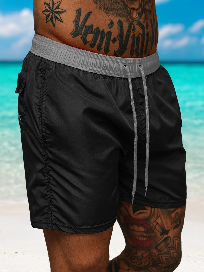 Herren Badeshorts Schwarz/Grau OZONEE JS/17K561/3