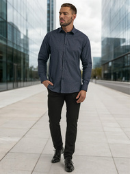 Herren Hemd Dunkelblau OZONEE V/V186