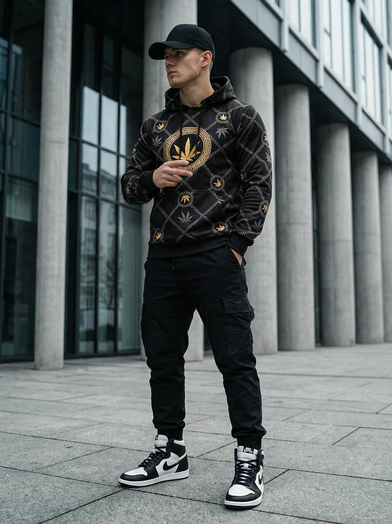 Herren Kapuzenpullover Schwarz OZONEE O/B267Z