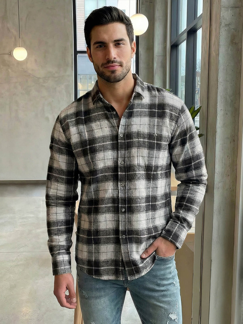 Herren Hemd Grau OZONEE V/V172Z