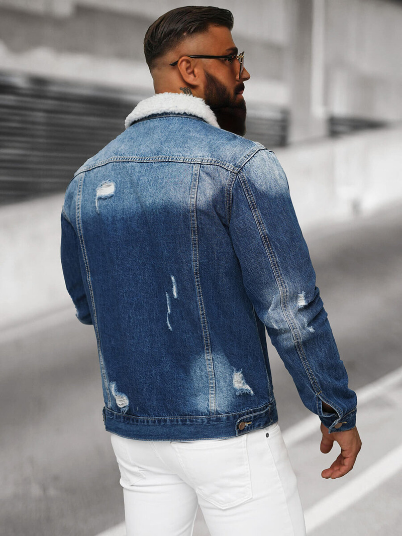 Herren Jeansjacke Sherpa Blau OZONEE NB/MJ502BZ