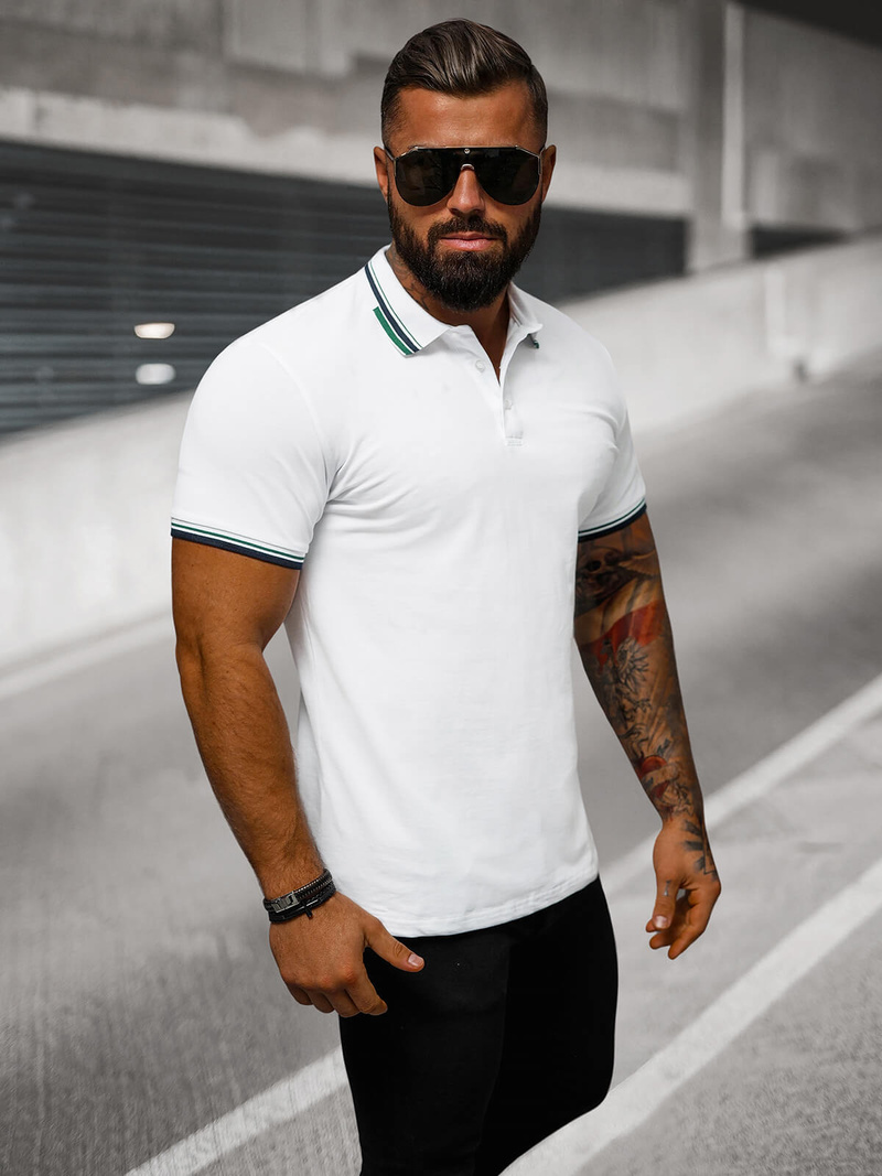 Herren Poloshirt Weiß OZONEE O/DA736