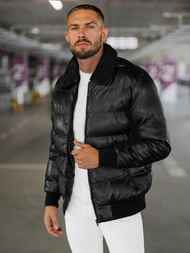 Herren Lederjacke Schwarz OZONEE O/M795Z