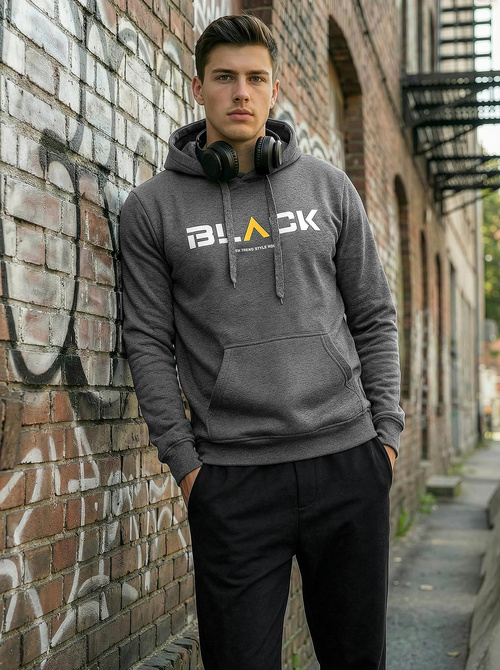 Herren Kapuzenpullover Dunkelgrau OZONEE JS/8B1756/5Z