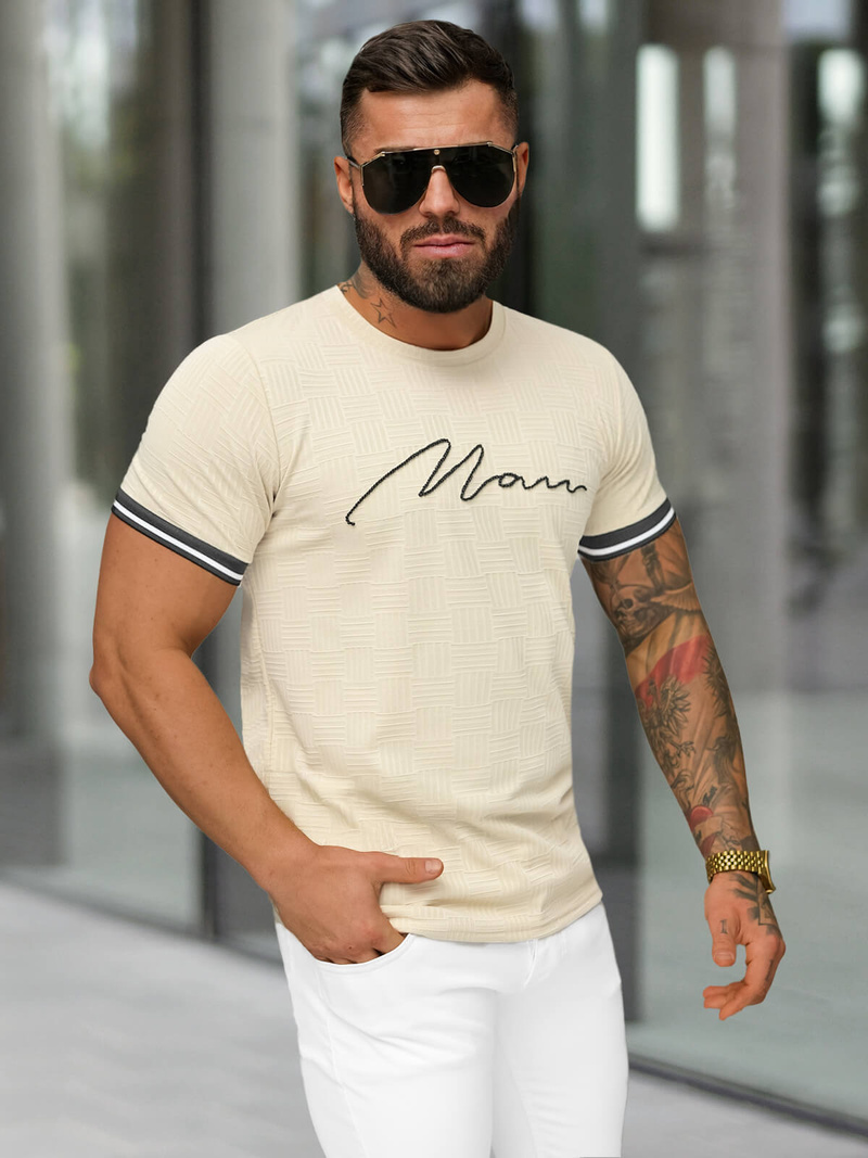 Herren T-shirt Beige OZONEE O/QS11628