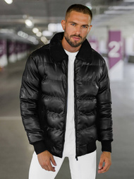 Herren Lederjacke Schwarz OZONEE O/M795Z