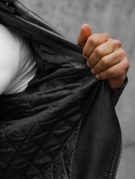 Herren Lederjacke Schwarz OZONEE JS/11Z8005