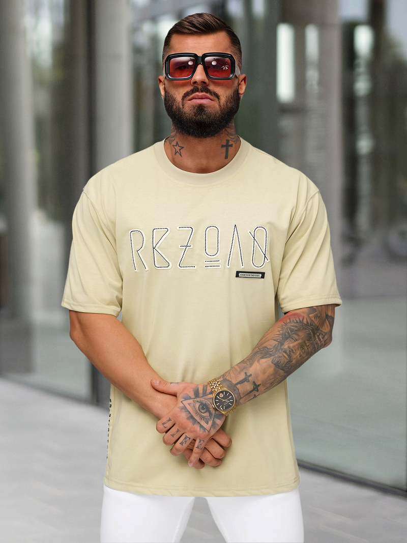 Herren T-shirt Beige OZONEE O/QQ1185