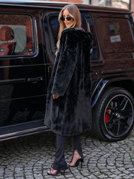 Damen Pelz Winterjacke Schwarz OZONEE JS/11Z8250