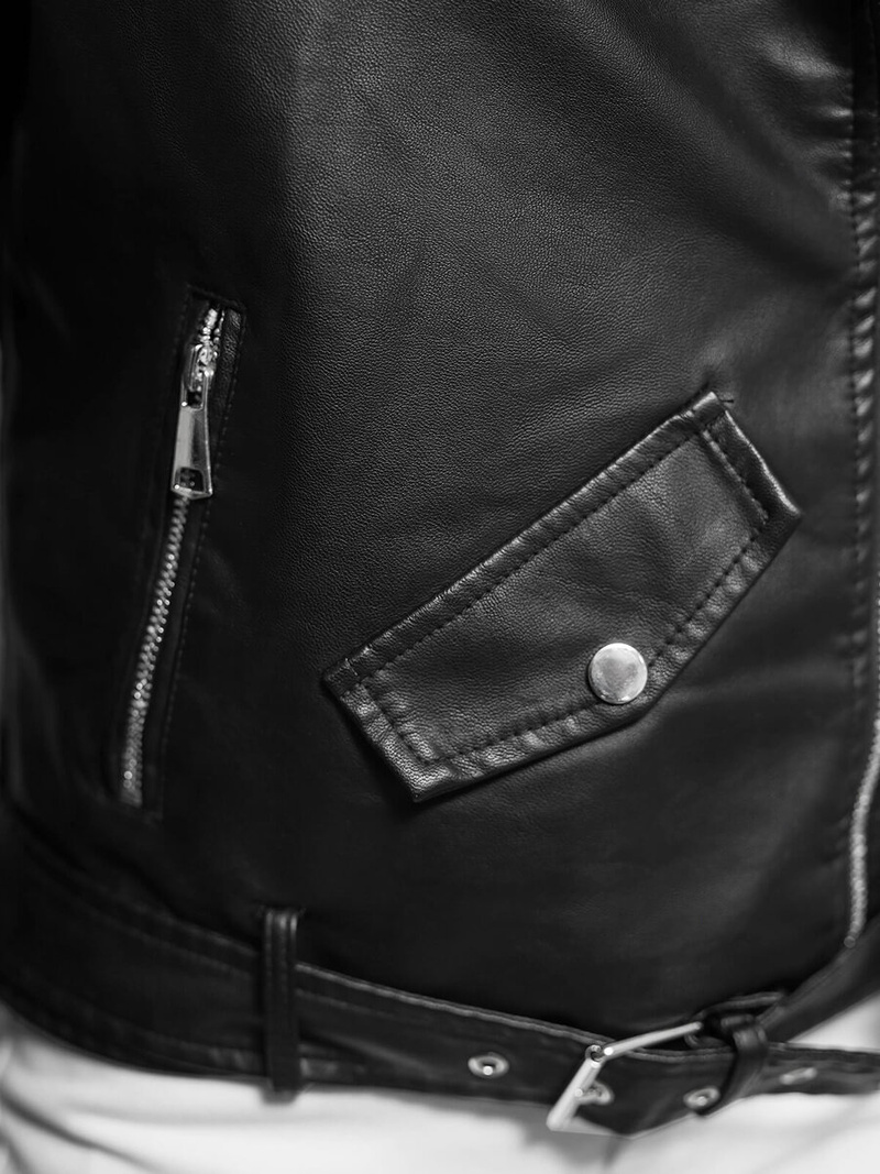 Damen Lederjacke Schwarz OZONEE JS/11Z8061