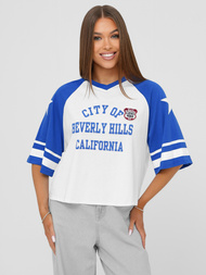 Damen T-shirt Weiß-Blau OZONEE JS/R62493