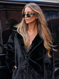 Damen Pelz Winterjacke Schwarz OZONEE JS/11Z8250