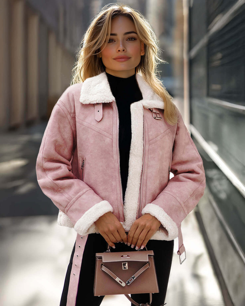 Damen Lederjacke Puderrosa OZONEE O/81331Z