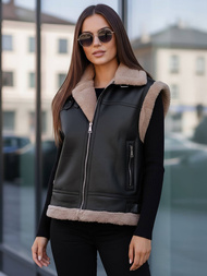 Damen Lederweste Schwarz OZONEE JS/61M8503/392Z