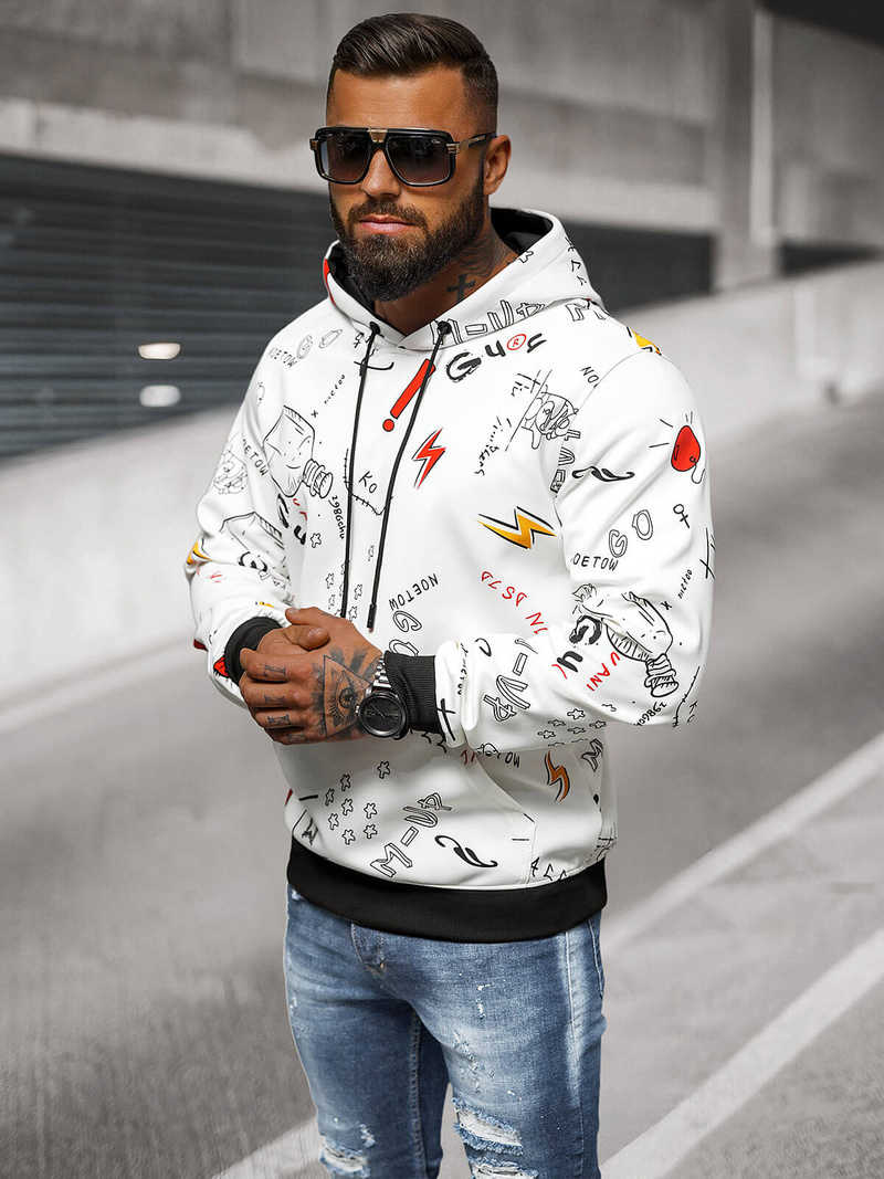 Herren Kapuzenpullover Weiß OZONEE JS/8B1223/1