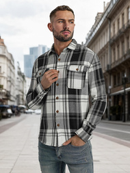 Herren Hemd Schwarz-Weiß OZONEE NB/MC728N/3