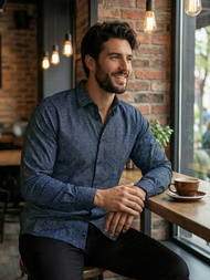 Herren Hemd Dunkelblau OZONEE V/V186Z