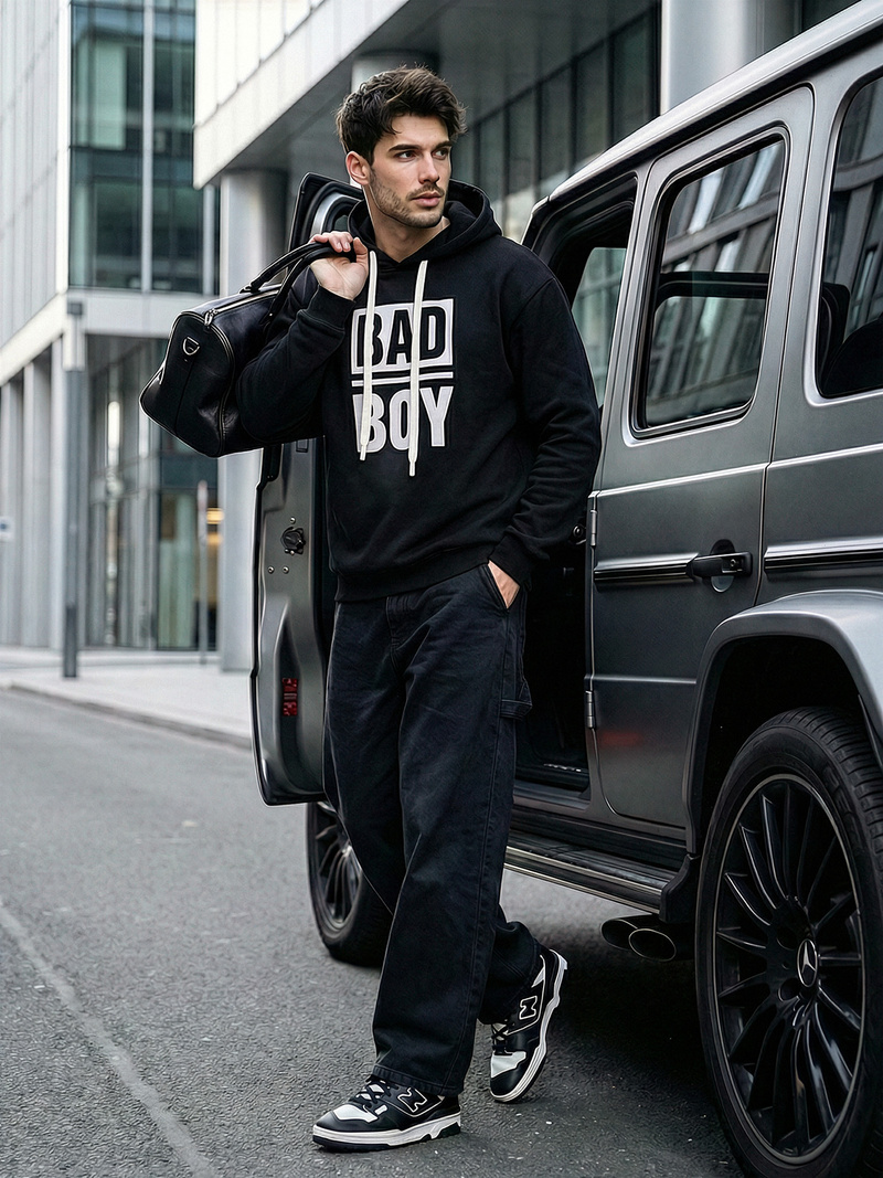 Herren Kapuzenpullover Schwarz OZONEE JS/65B3909/3Z