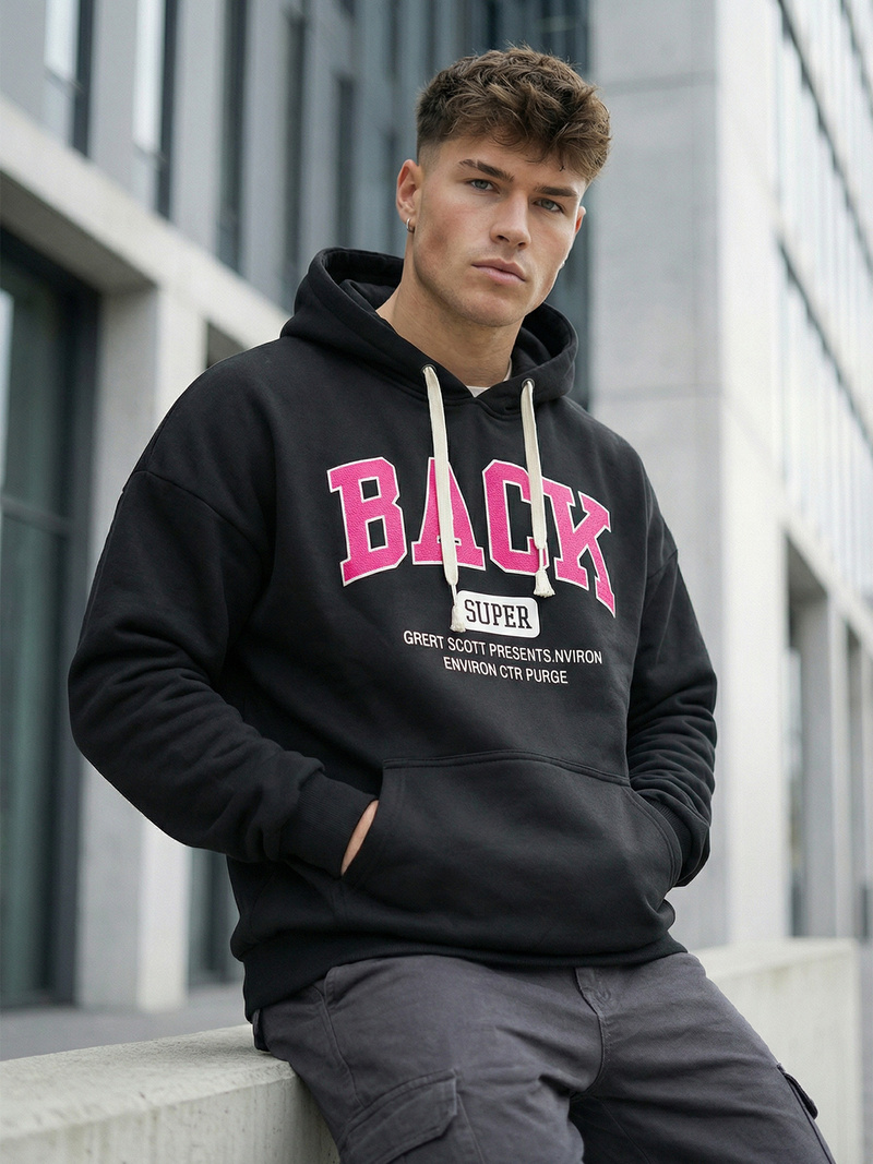 Herren Kapuzenpullover Schwarz OZONEE O/TT30513Z