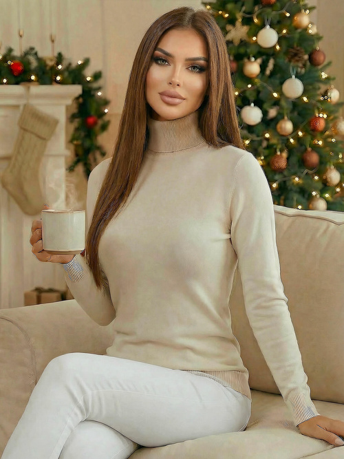 Damen Pullover Hellbeige OZONEE JS/8009/4Z