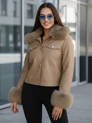 Damen Lederjacke Beige OZONEE JS/61M8513/84Z
