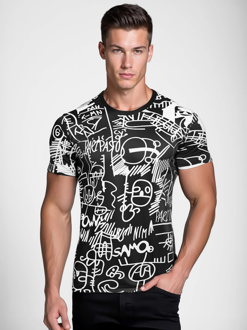 Herren T-shirt Schwarz OZONEE O/T1269/3Z