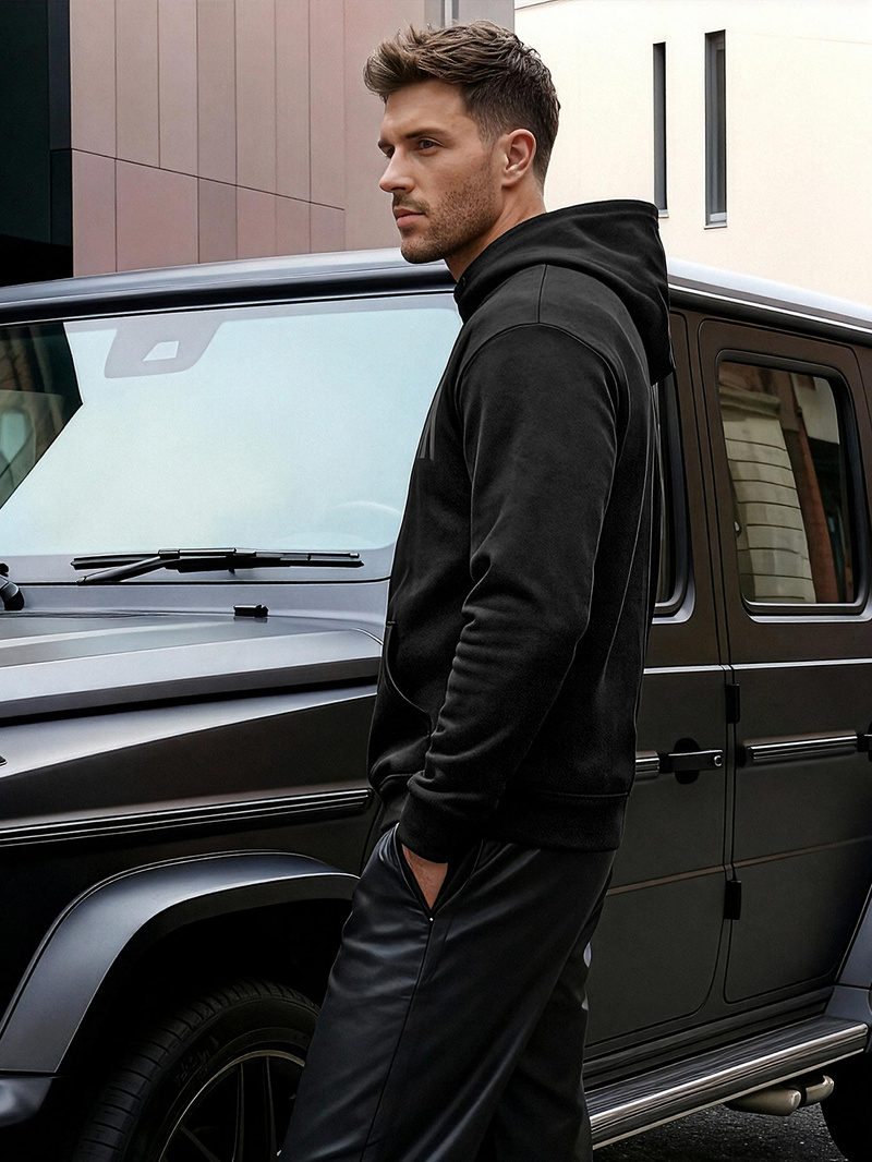 Herren Kapuzenpullover Schwarz OZONEE JS/8B1990/3