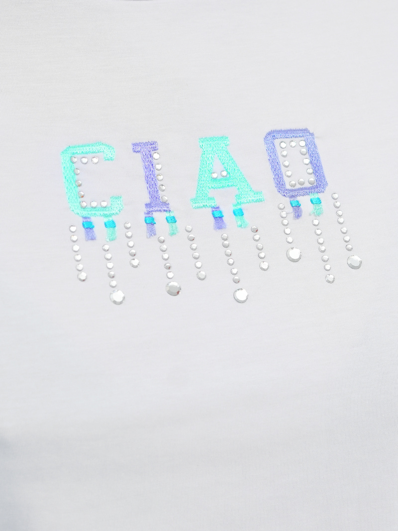 Damen T-shirt Weiß-Mintgrün OZONEE JS/RJ77542