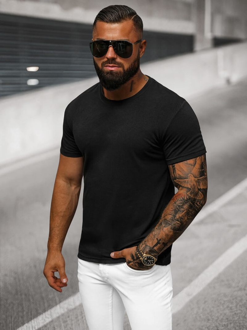 Herren T-shirt Schwarz OZONEE O/T1277/3