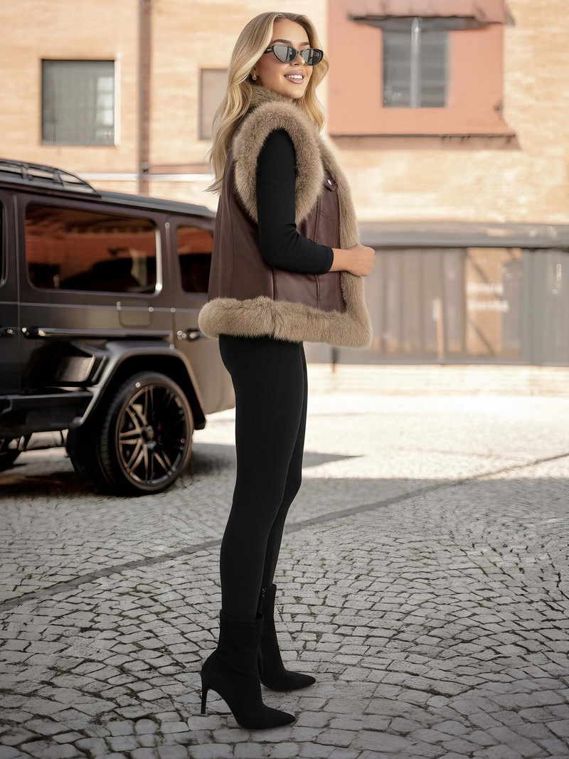 Damen Lederweste Schokolade OZONEE JS/61M8516/158