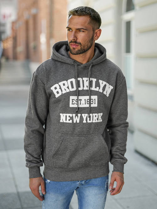 Herren Kapuzenpullover Dunkelgrau OZONEE JS/8B1767/5