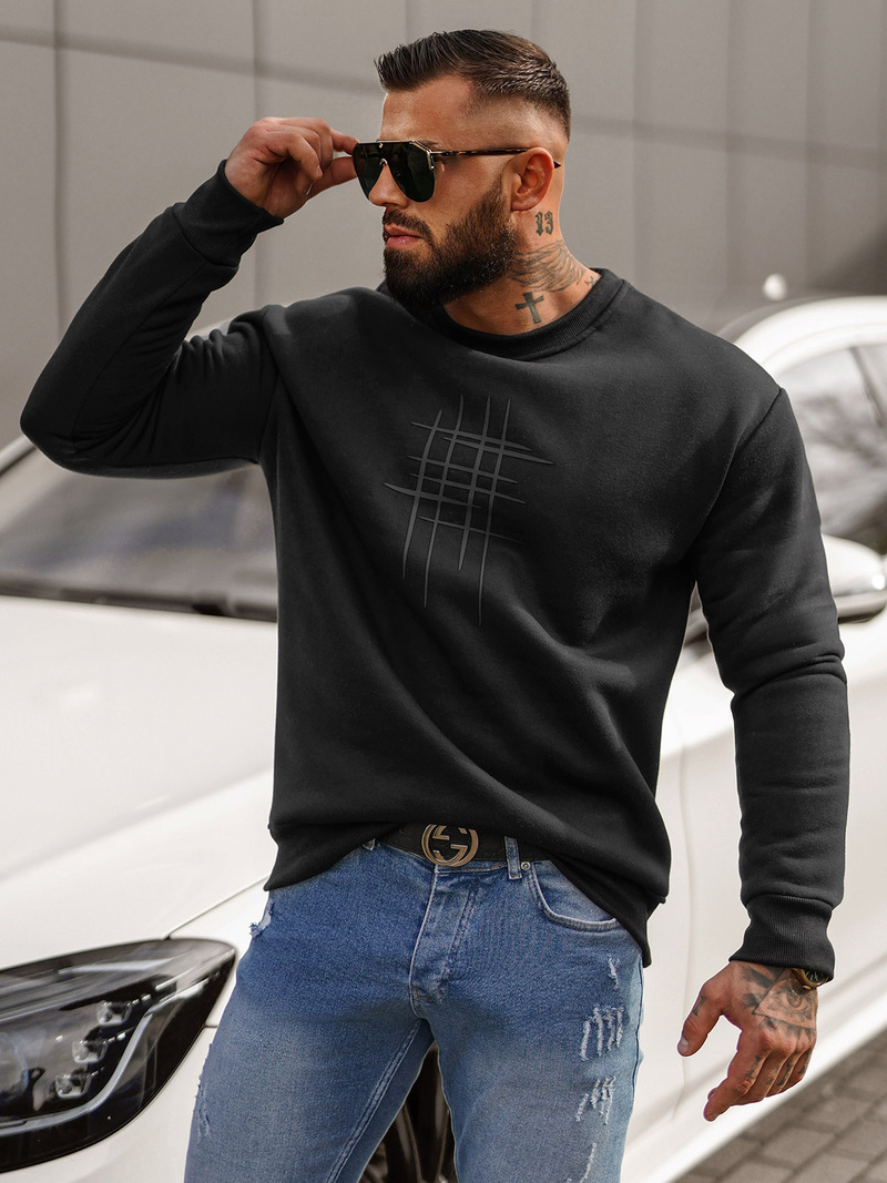 Herren Sweatshirt Schwarz OZONEE JS/8B1361/3