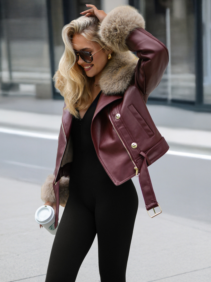 Damen Lederjacke Weinrot OZONEE JS/61M8512/6