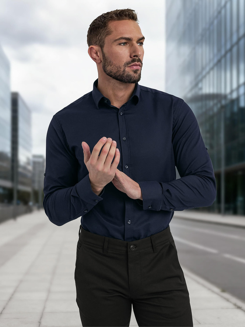 Herren Hemd Dunkelblau OZONEE V/V188