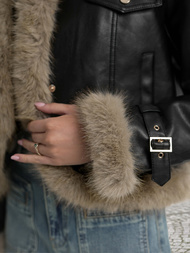 Damen Lederjacke Schwarz OZONEE JS/61M8517/392