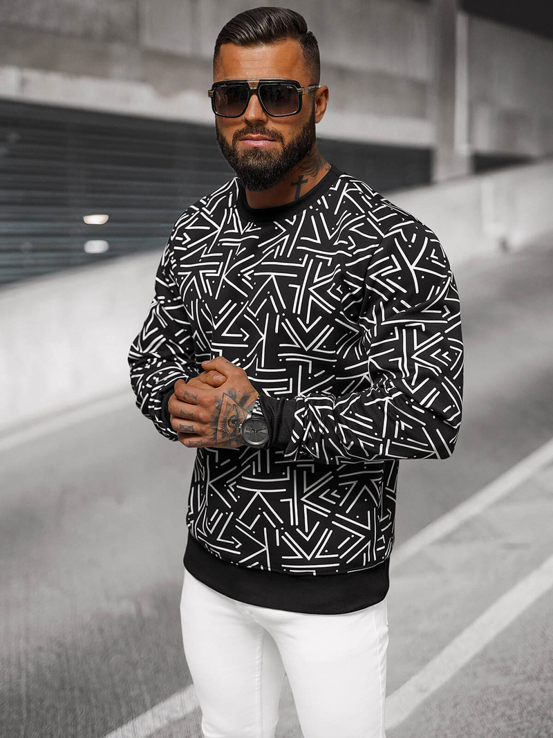 Herren Sweatshirt Schwarz OZONEE JS/8B1219/3