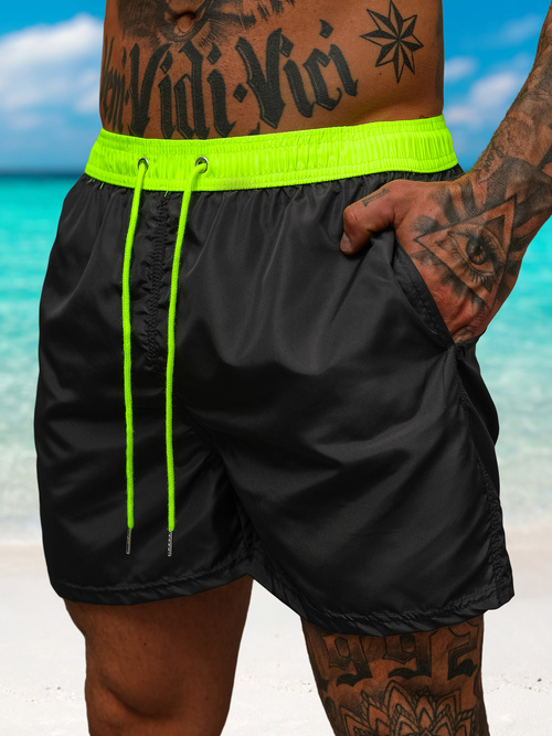 Herren Badeshorts Schwarz/Gelb OZONEE JS/17K561/5