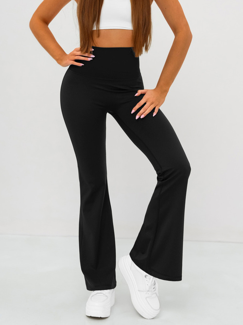 Damen Leggings mit Breiten Beinen Schwarz JS/17K587/3