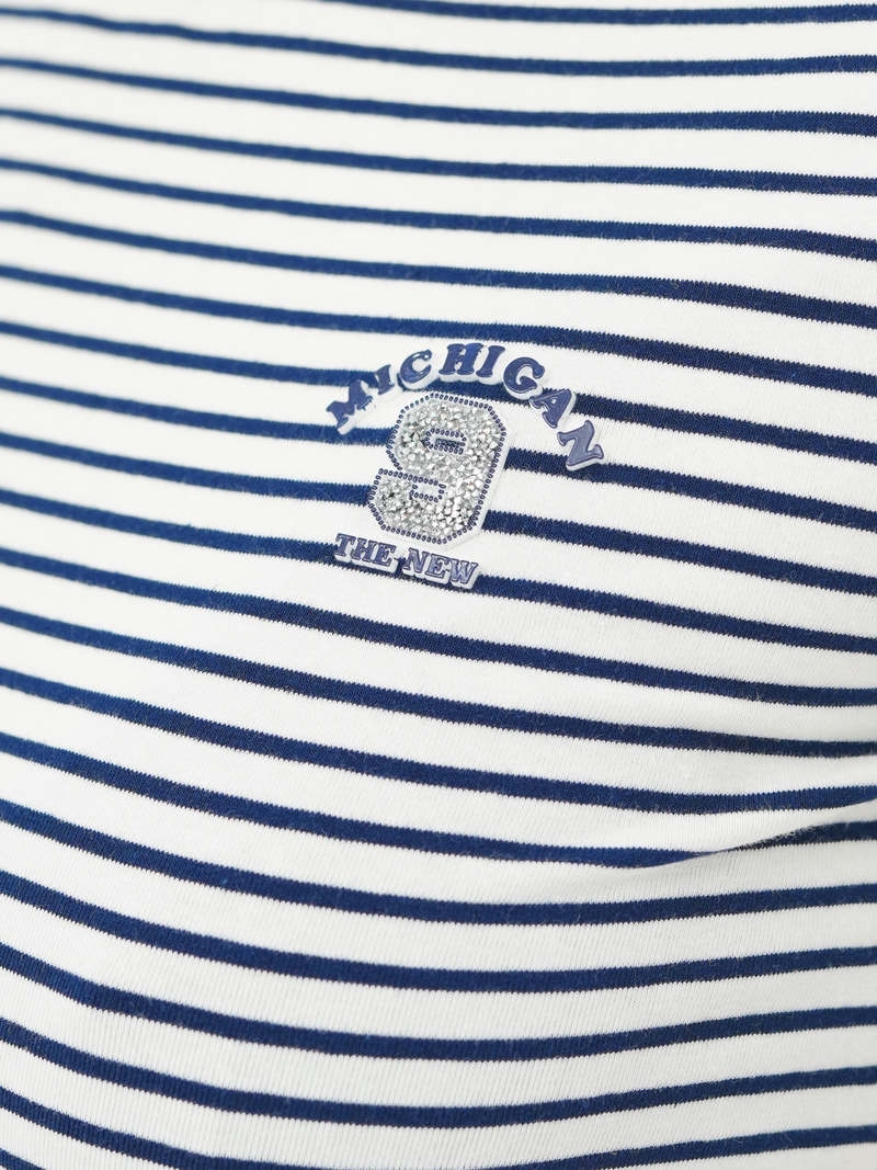 Damen T-shirt Weiß-Dunkelblau OZONEE JS/R61604