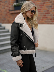 Damen Lederjacke Schwarz OZONEE JS/11Z8230