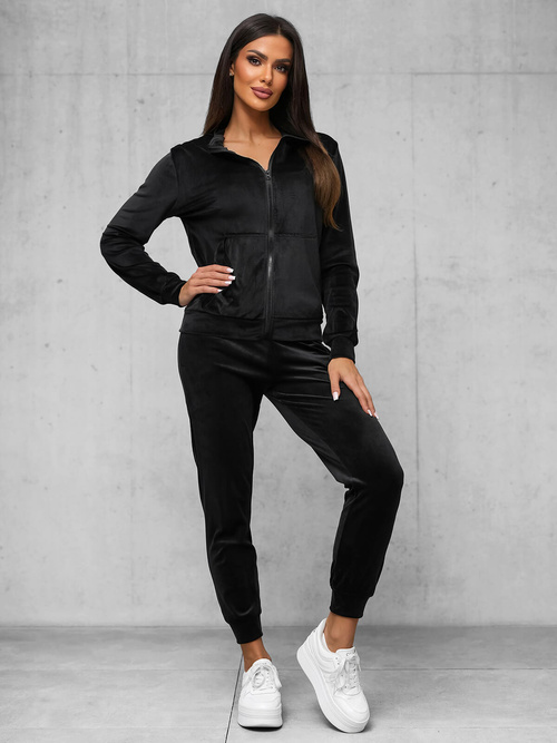 Damen Velours Sportanzug Schwarz OZONEE JS/35C1610/3