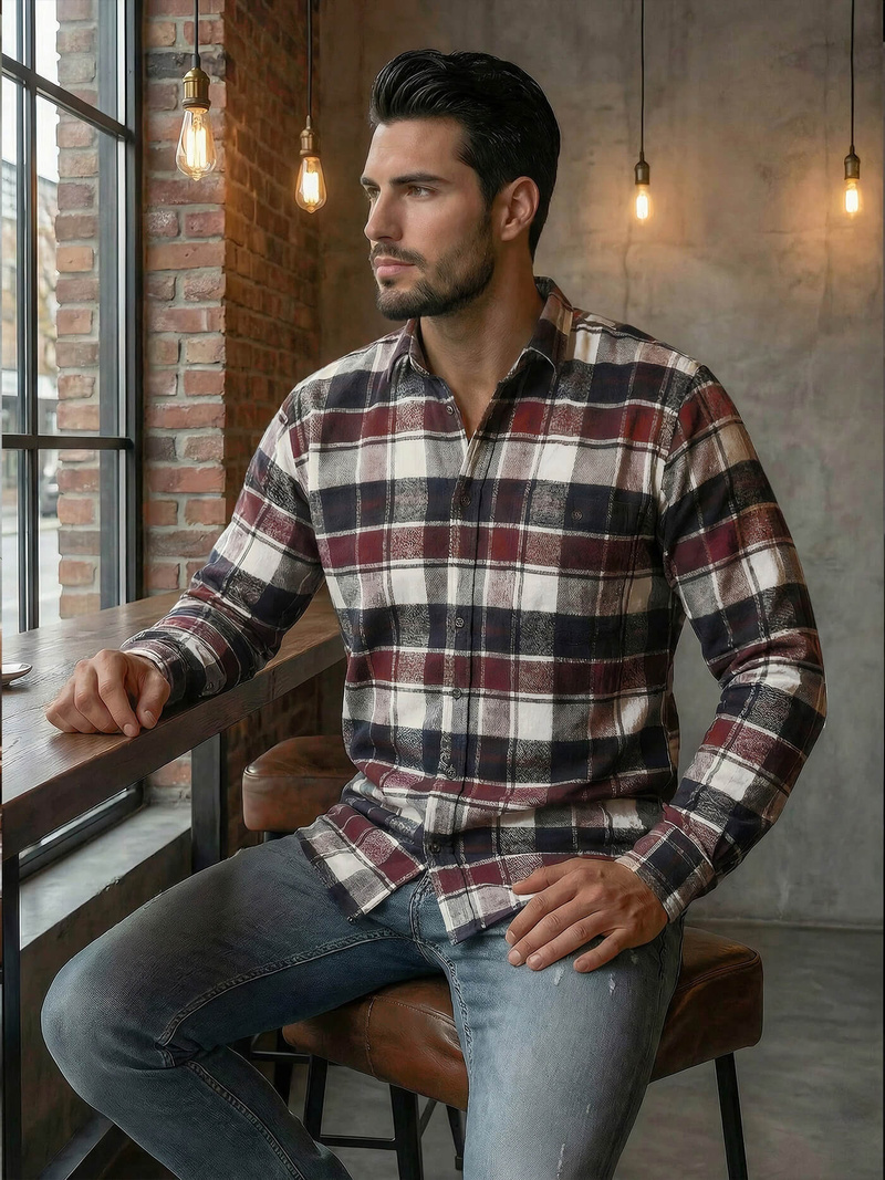 Herren Hemd Weinrot OZONEE V/V174Z