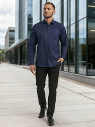 Herren Hemd Dunkelblau OZONEE V/V181