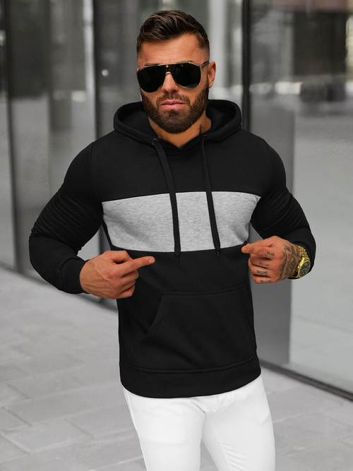 Herren Kapuzenpullover Schwarz OZONEE JS/8B1308/3