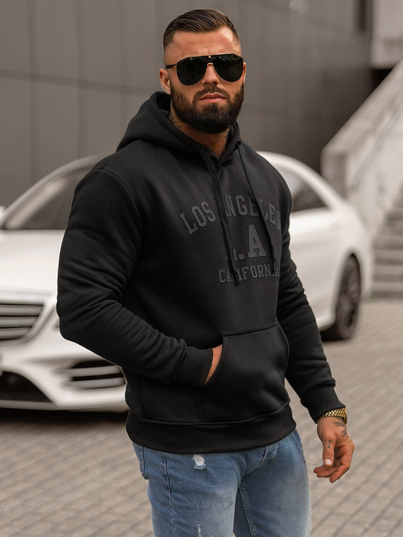 Herren Kapuzenpullover Schwarz OZONEE JS/8B1356/3