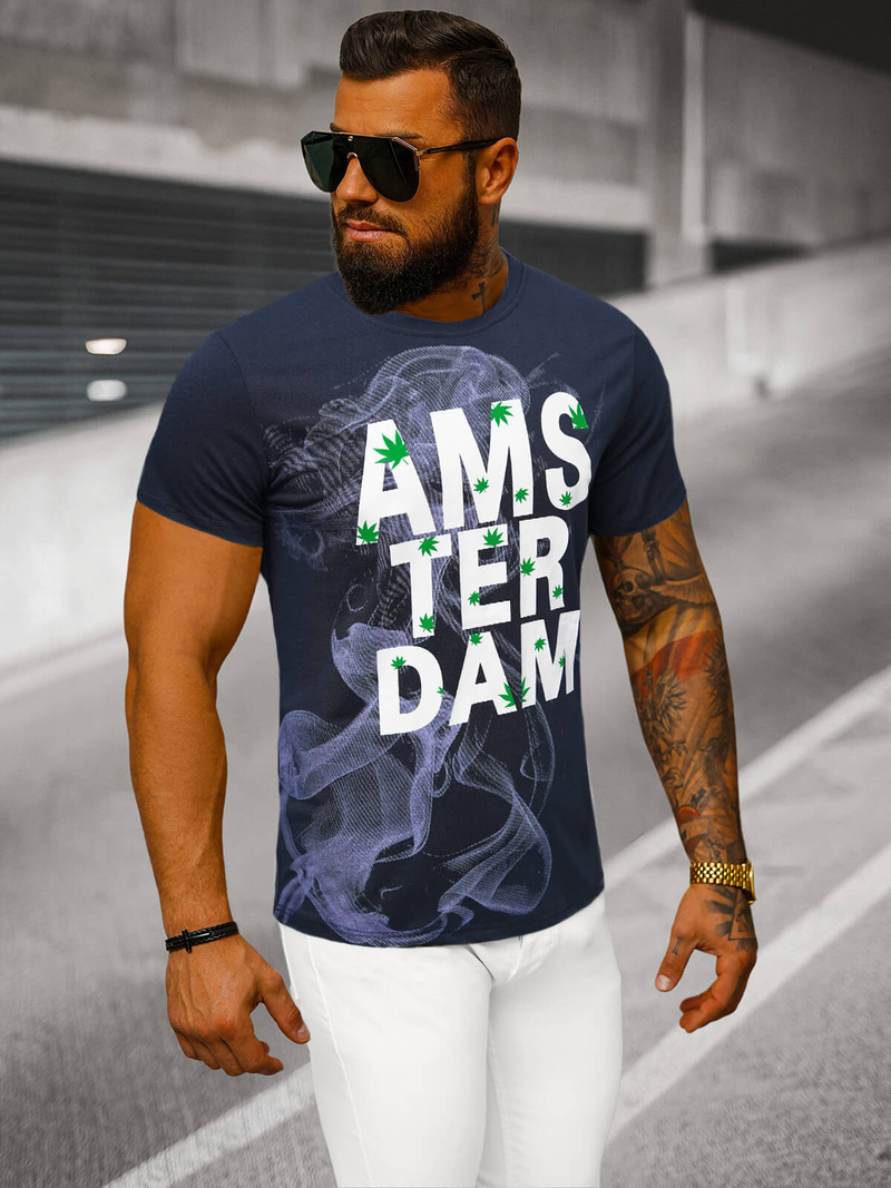 Herren T-shirt Marineblau OZONEE O/T128/25