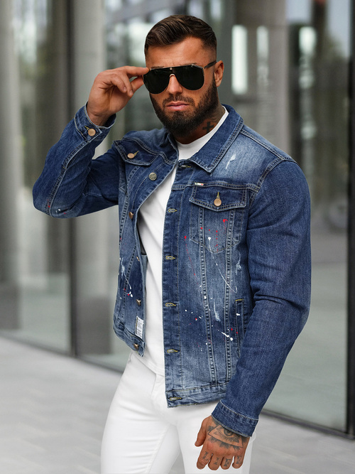 Herren Jeansjacke Hellblau OZONEE NB/MJ542BC