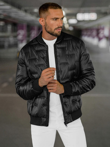 Herren Lederjacke Schwarz OZONEE O/11Z8099Z