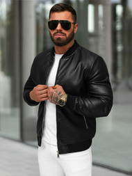 Herren Lederjacke Schwarz OZONEE JS/11Z8107